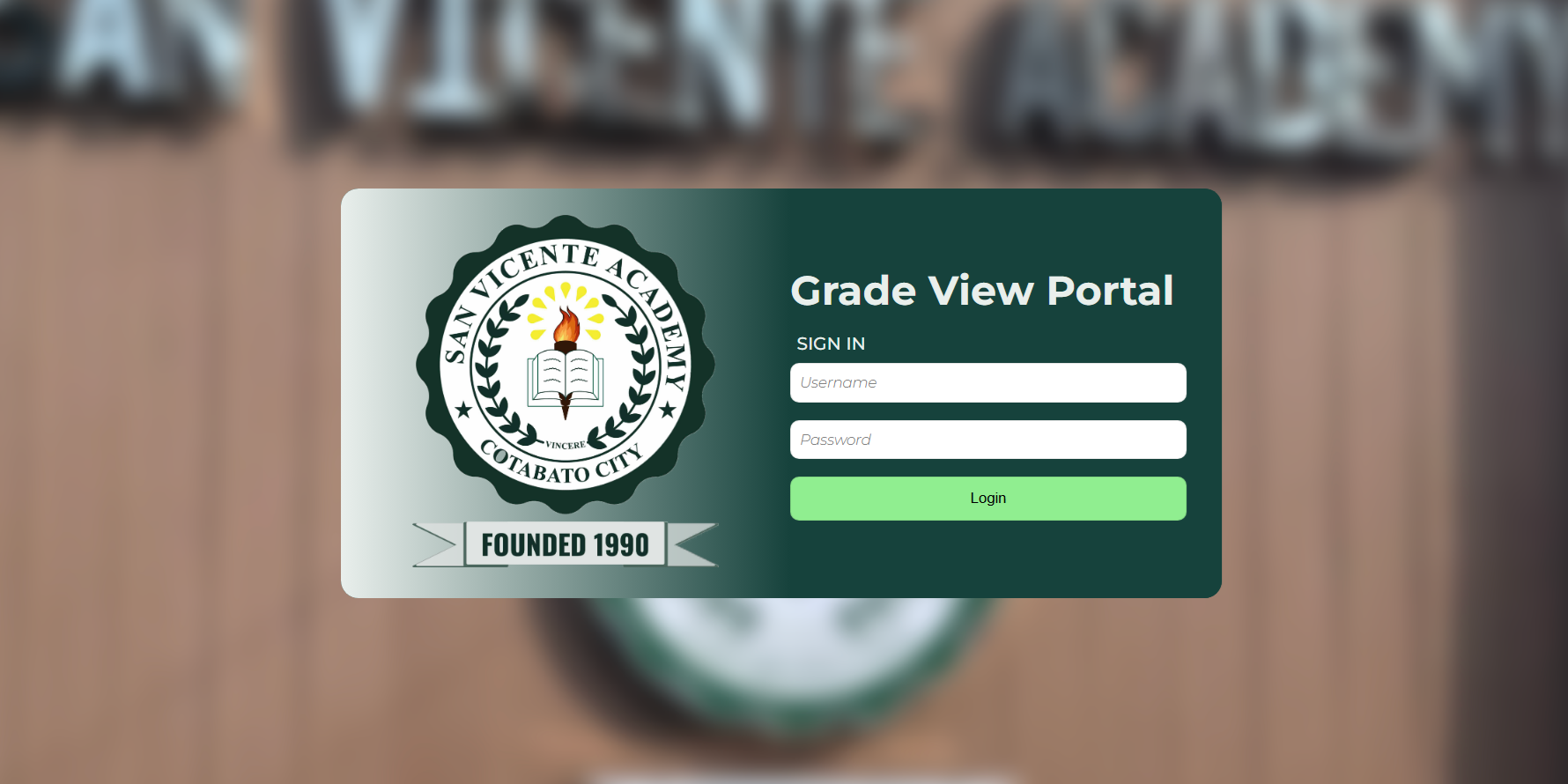 Grade View Portal Screenshot